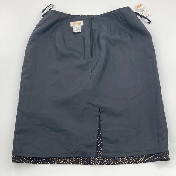 Talbots Womens Black Tan Circles Print Silk Blend Pencil Skirt Knee Length 6 New - Picture 13 of 14